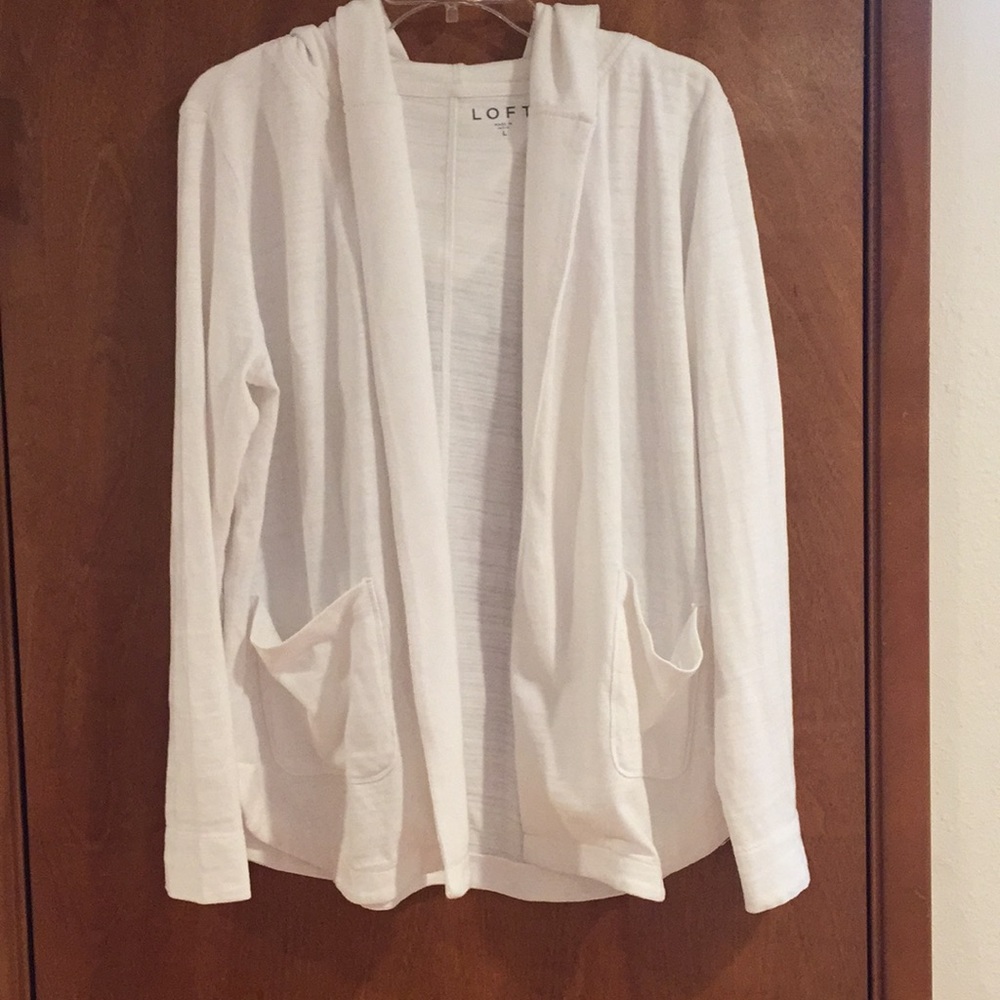 White Loft hooded cardigan sweatshirt